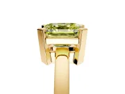 Solitaire Engagement Ring Setting for Fancy Yellow Asscher Cut Center with Plain Band and Flat Tab Prong Head in Yellow Gold