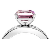 Solitaire Engagement Ring Setting for Fancy Pink Asscher Cut Center with Channel-Set Accents and Prong Head in Sterling Silver