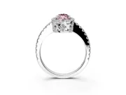 Accent Halo Engagement Ring Setting for Fancy Pink Marquise Center with Full-Length Pave Band and Prong Head in Platinum