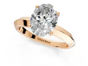 Solitaire Engagement Ring Setting for Oval Center with Wide Knife Ridge Band and Prong Head in Rose Gold