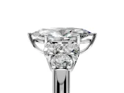 Cluster Engagement Ring Setting for Marquise Center with Round Cut Accent Frame and Prong Head in Sterling Silver