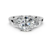 Solitaire Engagement Ring Setting for Round Cut Center with Marquise Flower Shoulders and Prong Head in White Gold