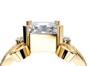 Solitaire Engagement Ring Setting for Asscher Cut Center with Twisted Band and Scroll Prong Head in Yellow Gold
