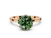 Solitaire Engagement Ring Setting for Fancy Green Round Cut Center with Plain Band and Tulip Prong Head in Rose Gold