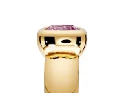 Solitaire Engagement Ring Setting for Fancy Pink Cushion Cut Center with Wide Band and Bezel Head in Yellow Gold