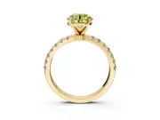 Open Basket Engagement Ring Setting for Fancy Yellow Round Cut Center with Pave Band and Prong Head in Yellow Gold
