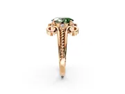 Solitaire Engagement Ring Setting for Fancy Green Oval Center with Twisted Band and Scroll Prong Head in Rose Gold