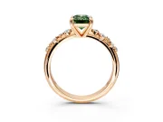 Solitaire Engagement Ring Setting for Fancy Green Emerald Cut Center with Trailing Leaf Accent Band and Prong Head in Rose Gold