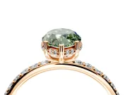 Hidden Halo Engagement Ring Setting for Fancy Green Marquise Center with Pave Band and Prong Head in Rose Gold
