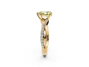 Crossover Engagement Ring Setting for Fancy Yellow Pear-Shaped Center with Pave and Plain Strands and Prong Head in Yellow Gold