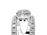 Solitaire Engagement Ring Setting for Cushion Cut Center with Wide-Open Split Shank and Prong Head in Sterling Silver