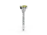 Solitaire Engagement Ring Setting for Fancy Yellow Oval Center with Widening Pave Band and Claw Prong Head in Platinum
