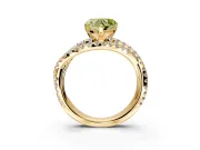 Solitaire Engagement Ring Setting for Fancy Yellow Heart-Shaped Center with Woven 3-Strand Pave Band and Prong Head in Yellow Gold