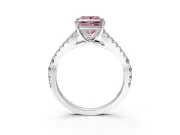 Solitaire Engagement Ring Setting for Fancy Pink Princess Cut Center with Pave Split Shank and Prong Head in Platinum