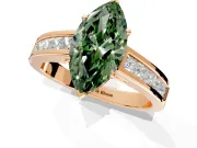 Solitaire Engagement Ring Setting for Fancy Green Marquise Center with Princess Cut Channel Band and Prong Head in Rose Gold
