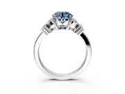 Floral Engagement Ring Setting for Fancy Blue Round Cut Center with Marquise Cluster Shoulders and Prong Head in Sterling Silver
