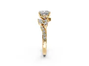 Solitaire Engagement Ring Setting for Cushion Cut Center with Marquise Accent Twist Band and Prong Head in Yellow Gold