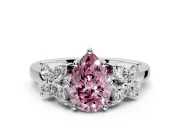 Floral Engagement Ring Setting for Fancy Pink Pear-Shaped Center with Marquise Cluster Shoulders and Prong Head in Platinum
