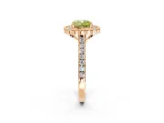 Milgrain Floral Halo Engagement Ring Setting for Fancy Yellow Cushion Cut Center with Pave Band and Prong Head in Rose Gold