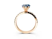 Open Basket Engagement Ring Setting for Fancy Blue Heart-Shaped Center with Pave Band and Prong Head in Rose Gold