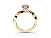 Crossover Engagement Ring Setting for Fancy Pink Cushion Cut Center with Pave and Plain Strands and Prong Head in Yellow Gold