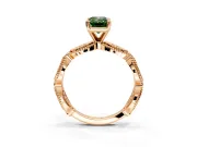Solitaire Engagement Ring Setting for Fancy Green Emerald Cut Center with Marquise Panel Band and Prong Head in Rose Gold