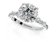 Solitaire Engagement Ring Setting for Round Cut Center with Alternating Size Accents and Prong Head in Sterling Silver