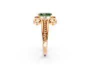 Solitaire Engagement Ring Setting for Fancy Green Radiant Cut Center with Twisted Band and Scroll Prong Head in Rose Gold