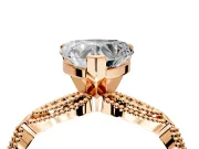 Solitaire Engagement Ring Setting for Heart-Shaped Center with Marquise Panel Band and Prong Head in Rose Gold