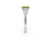 3 Stone Engagement Ring Setting for Fancy Yellow Emerald Cut Center with Large Pear-Shaped Accents and Prong Head in Platinum