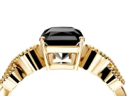 Leaf Engagement Ring Setting for Fancy Black Princess Cut Center with Milgrain Accent Band and Prong Head in Yellow Gold