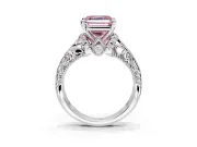 Solitaire Engagement Ring Setting for Fancy Pink Asscher Cut Center with Filigree Accent Basket and Prong Head in Sterling Silver