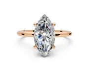 Minimalist Solitaire Engagement Ring Setting for Marquise Center with Thin Band and Prong Head in Rose Gold