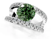 Solitaire Engagement Ring Setting for Fancy Green Round Cut Center with Wide-Open Split Shank and Prong Head in Platinum