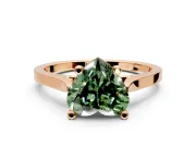 Solitaire Engagement Ring Setting for Fancy Green Heart-Shaped Center with Tapered Shoulders and Prong Head in Rose Gold