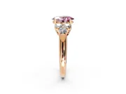 Cluster Engagement Ring Setting for Fancy Pink Oval Center with Round Cut Accent Frame and Prong Head in Rose Gold