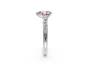 Cluster Engagement Ring Setting for Fancy Pink Pear-Shaped Center with Round Cut Accent Band and Prong Head in Sterling Silver
