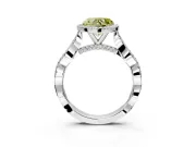 Halo Engagement Ring Setting for Fancy Yellow Heart-Shaped Center with Twist Band and Prong Head in Platinum