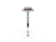 Halo Engagement Ring Setting for Fancy Pink Princess Cut Center with Narrowing Pave Band and Prong Head in White Gold
