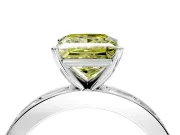 Solitaire Engagement Ring Setting for Fancy Yellow Princess Cut Center with Channel Baguette Band and Prong Head in Sterling Silver