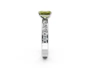 Solitaire Engagement Ring Setting for Fancy Yellow Emerald Cut Center with Channel-Set Accents and Prong Head in Platinum