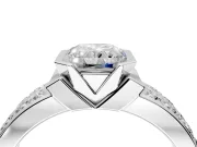 Bezel Engagement Ring Setting for Radiant Cut Center with Wide Channel-Set Band and Bezel Head in Sterling Silver