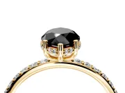 Hidden Halo Engagement Ring Setting for Fancy Black Marquise Center with Pave Band and Prong Head in Yellow Gold