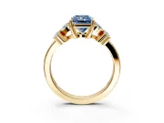 Floral Engagement Ring Setting for Fancy Blue Radiant Cut Center with Marquise Cluster Shoulders and Prong Head in Yellow Gold