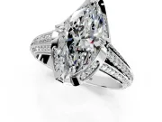 Solitaire Engagement Ring Setting for Marquise Center with Accented Split Shank and Prong Head in Platinum