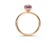 Solitaire Engagement Ring Setting for Fancy Pink Radiant Cut Center with Plain Band, Open Basket and Prong Head in Rose Gold