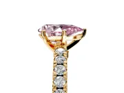 Solitaire Engagement Ring Setting for Fancy Pink Pear-Shaped Center with Single Row Accent Band and Prong Head in Yellow Gold