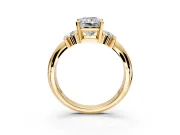 Solitaire Engagement Ring Setting for Radiant Cut Center with Grooved Bar Accent Band and Prong Head in Yellow Gold