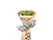 Floral Engagement Ring Setting for Fancy Yellow Emerald Cut Center with Trailing Marquise Accents and Prong Head in Rose Gold