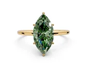 Solitaire Engagement Ring Setting for Fancy Green Marquise Center with Straight Thin Band and Prong Head in Yellow Gold